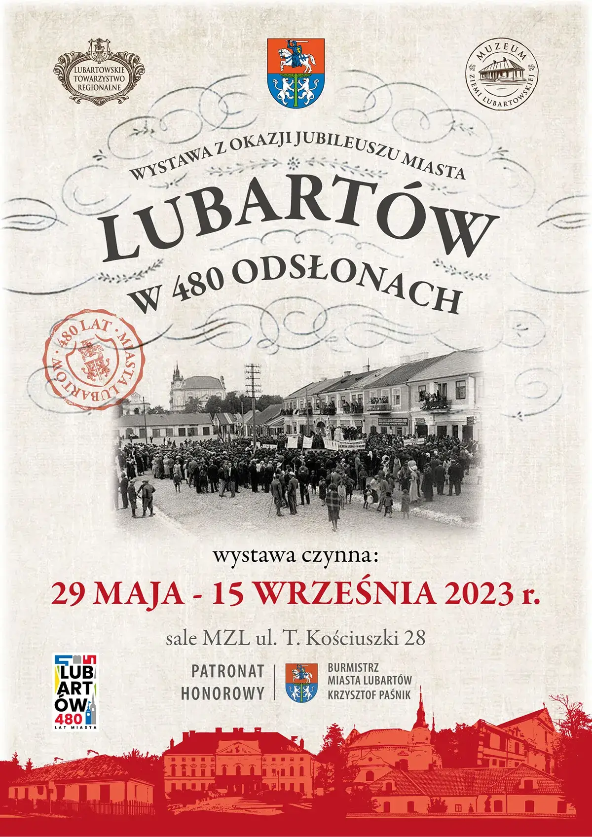 Plakat promujący wystawę Lubartów w 480 odsłonach